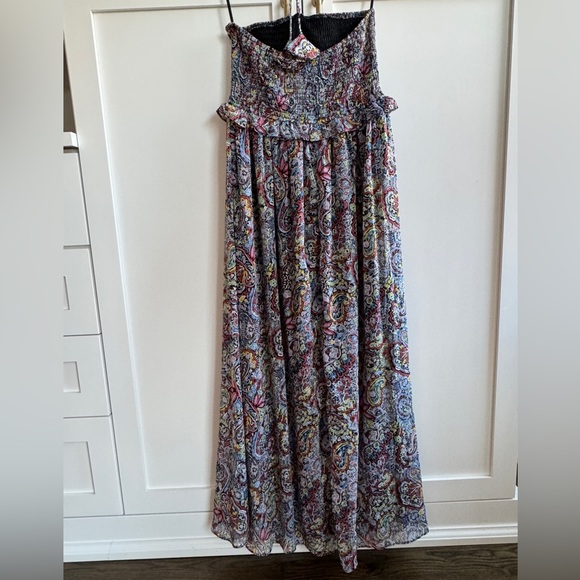 Paisley Smocked Halter Midi Dress - Sz XS - Picture 5 of 9